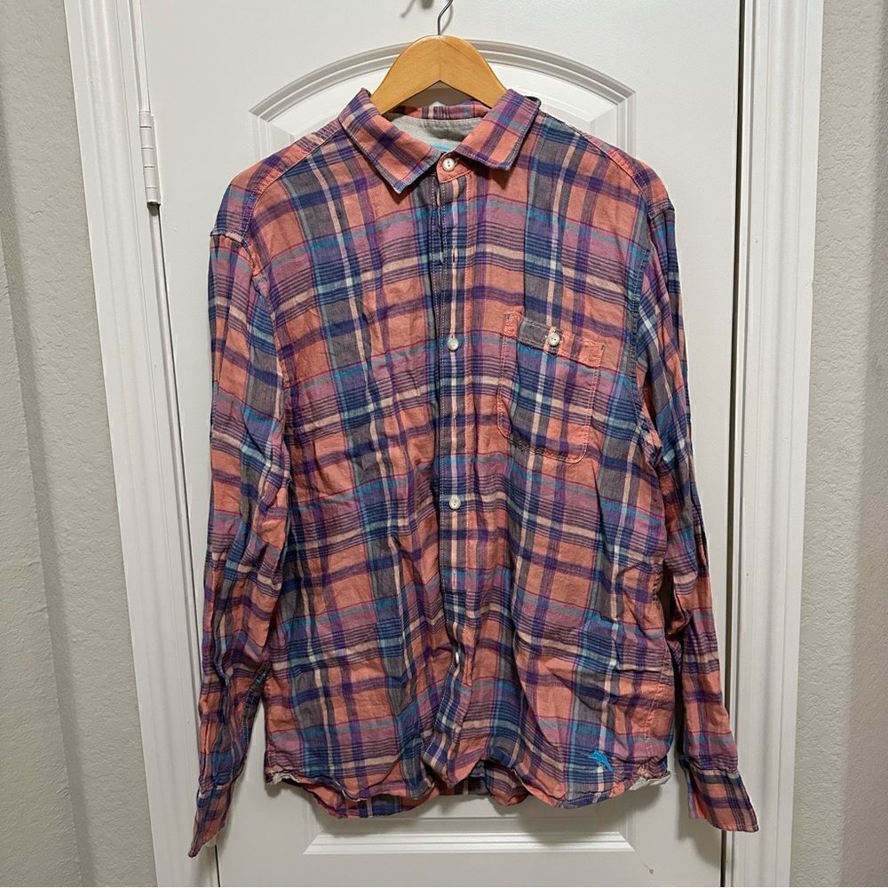 Tommy Bahama Plaid Long Sleeve Button Down Shirt Size XL
